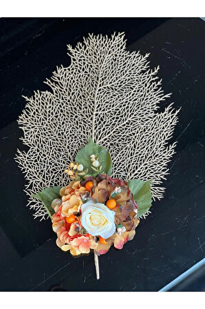 Turuncu yapay çiçekli şık amerikan servis seti, zarif ve kullanışlı tasarım - 57 x 50 cm