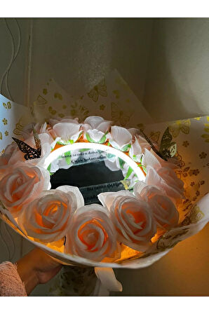 pembe güllü ayna buketi