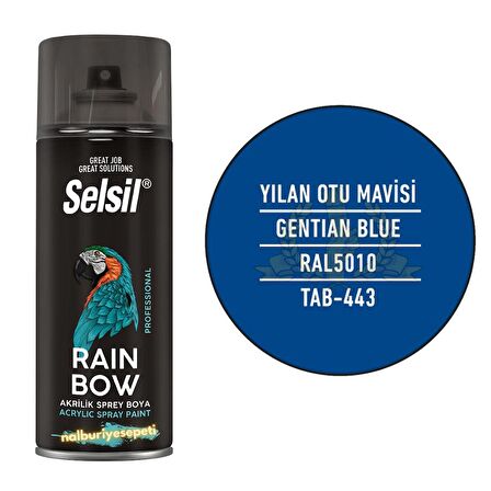 Selsil Rainbow Akrilik Sprey Boya YILAN OTU MAVİSİ 400 ml. - RAL5010