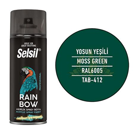 Selsil Rainbow Akrilik Sprey Boya YOSUN YEŞİL 400 ml. - RAL6005