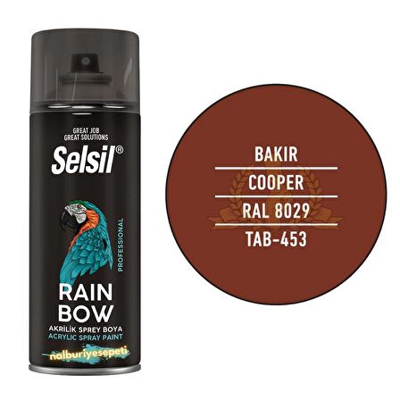 Selsil Rainbow Akrilik Sprey Boya BAKIR 400 ml. - RAL8029