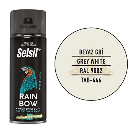Selsil Rainbow Akrilik Sprey Boya BEYAZ GRİ 400 ml. - RAL9002