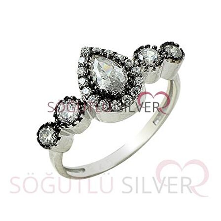 rodyumlu zirkon taşlı elmas montürlü tria damla modeli üçlü set