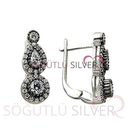 rodyumlu zirkon taşlı elmas montürlü tria damla modeli üçlü set