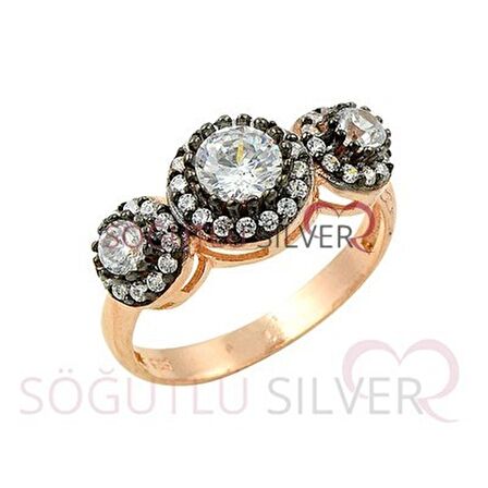 Tria elmas montürlü rose üçlü set