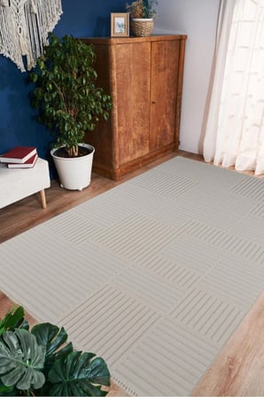 Enti Prag 9201 Krem Halı Yolluk Modern Salon Halısı Antre Hol