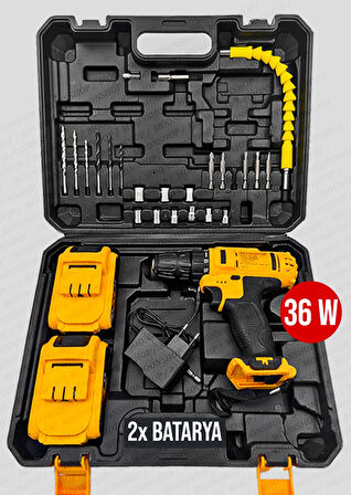 Moonshop 36 Watt 26 Parça Setli Darbesiz Matkap Çift Bataryalı 24 Ay Garantili Ürün...