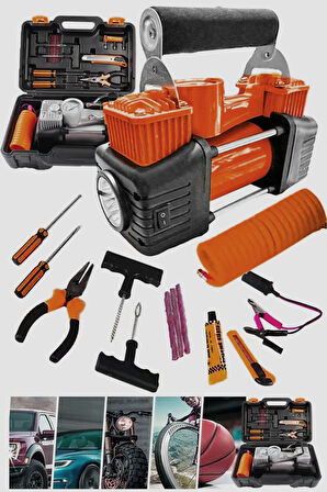 Pro Seri Çelik Gövde Çift Pistonlu 12 V 150 Psi Dakikada 85 Lt Araç Araba Lastik Bot Şişirme