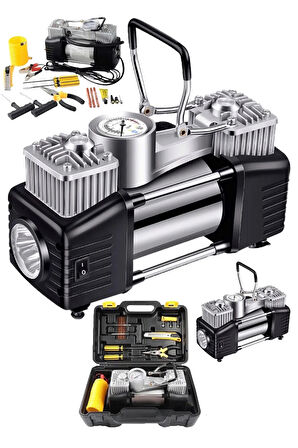 Profesyonel 730P Çift Pistonlu 12 V 150 Psi Dakikada 95 Lt Araç Araba Lastik Bot Şişirme Kompresörü