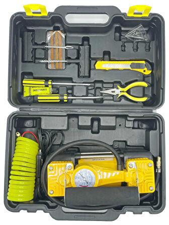 Profesyonel 730P Çift Pistonlu 12 V 150 Psi Dakikada 95 Lt Araç Araba Lastik Bot Şişirme Kompresörü