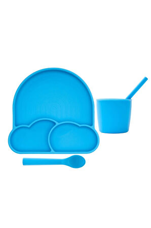 BABYCHEFS %100 PREMIUM SİLİKON 4'LÜ MAMA SETİ VAKUM SİSTEMLİ MAVİ