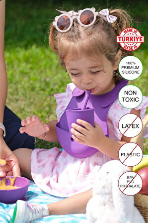 BABYCHEFS %100 PREMIUM SİLİKON 4'LÜ MAMA SETİ VAKUM SİSTEMLİ MOR
