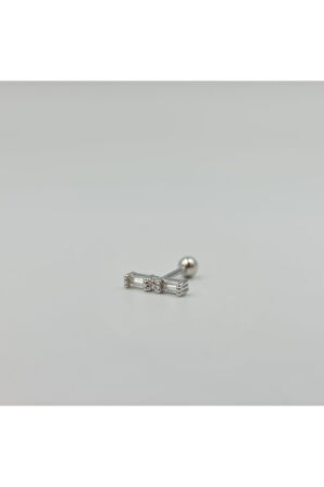 Cerrahi Çelik Taşlı Baget Küpe Tragus Helix Kıkırdak Piercing