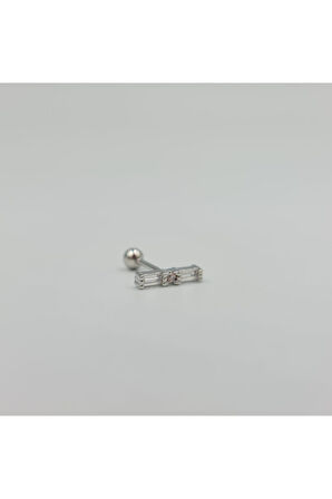 Cerrahi Çelik Taşlı Baget Küpe Tragus Helix Kıkırdak Piercing