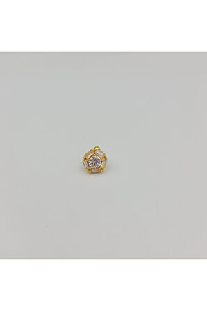 Cerrahi Çelik Gold Baget Taşlı Küpe Tragus Helix Kıkırdak Piercing