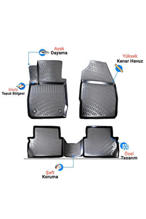Peugeot 3008 2010 Araca Özel Üretim 3D Havuzlu Paspas ve Bagaj Havuzu