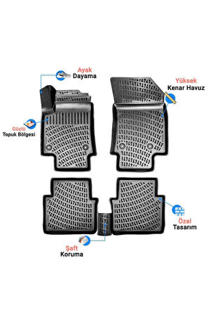 Honda Civic Sedan 2004 Araca Özel Üretim 3D Havuzlu Paspas ve Bagaj Havuzu