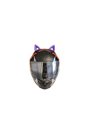 Kask süsü -3 lü set Kedi kulağı,kask boynuzu ve Rüzgar Tutmaz kedi kulağı sağ sol takım MOR