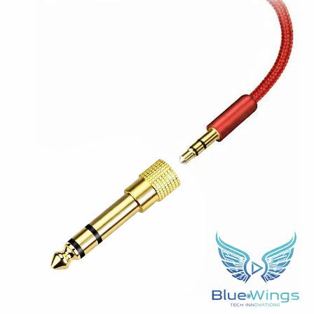 Blue Wings 6.35MM → 3.5mm Jack Dönüştürücü Adaptör Altın Kaplama Amfi, Mikrofon, Kulaklık Uyumlu 5 Adet