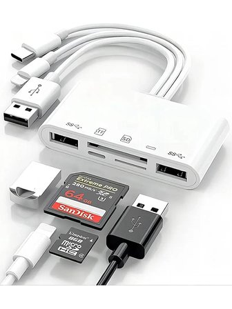 Type-C USB Lightning Otg Iphone Tf Sd Micro Kart Okuyucu Card Çevirici Dönüştürücü Adaptör