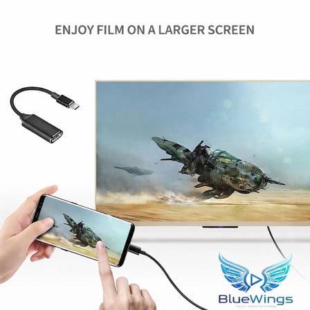 Blue Wings 4K Ultra Hd Usb-C To HDMI Dönüştürücü Adaptör – Type-C Görüntü Aktarıcı Kablo (Thunderbolt 3/4 Uyumlu – Macbook, Laptop, Telefon ve Tablet Için)