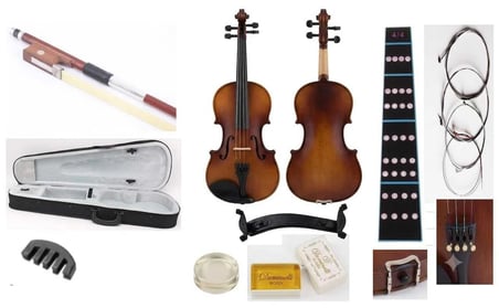 Dominelli 4/4 Keman Seti - Askılı Hardcase Çanta + Yay + Reçine + Omuz Yastığı + Susturucu + Tel Seti