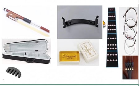 Dominelli 4/4 Keman Seti - Askılı Hardcase Çanta + Yay + Reçine + Omuz Yastığı + Susturucu + Tel Seti