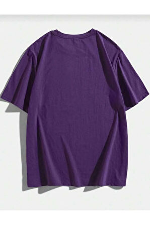 sevimli kedi baskılı oversize basic o yaka unisex t-şhirt