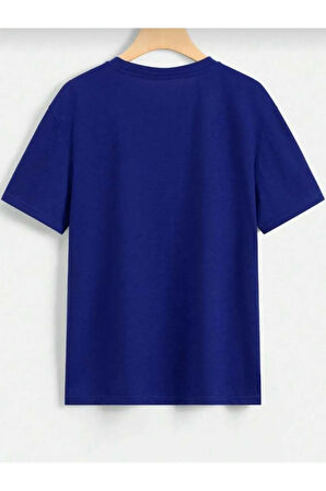 sevimli kedi baskılı oversize basic o yaka unisex t-şhirt