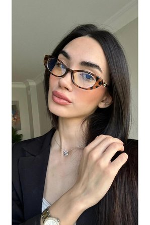 Sezen Leopar Desenli G Aksesuarlı Minimal Popüler Model Mavi Işık Korumalı Cam Değişebilen Gözlük
