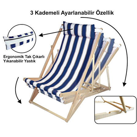 Ahşap Katlanır Şezlong Bahçe/balkon/teras/plaj 3 Kademe Ayarlı Balıkçı Tv Koltuğu