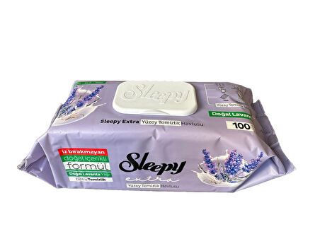 Sleepy Extra Doğal Lavanta Özlü Islak Yüzey Temizlik Havlusu - 100'lü Paket