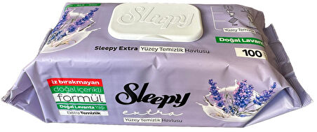 Sleepy Extra Doğal Lavanta Özlü Islak Yüzey Temizlik Havlusu - 100'lü Paket