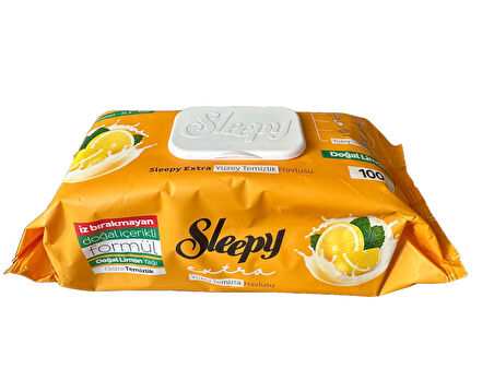 Sleepy Extra Doğal Limon Yağı Özlü Islak Yüzey Temizlik Havlusu - 100'lü 10 Paket