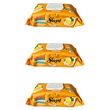 Sleepy Extra Doğal Limon Yağı Özlü Islak Yüzey Temizlik Havlusu - 100'lü 3 Paket