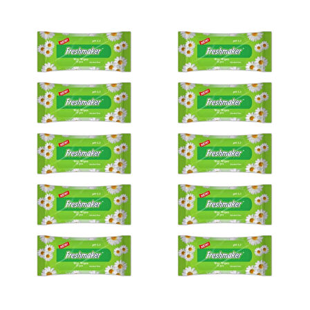 Freshmaker Islak Cem Mendil - Alkolsüz ve pH Dengelenmiş - Çiçeksi Kokular - 15 Adetlik 10 Paket