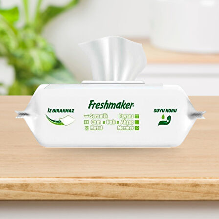 Freshmaker Karbonat ve Beyaz Sirke Katkılı Yüzey Temizlik Islak Havlusu - 100'lü 3 Paket