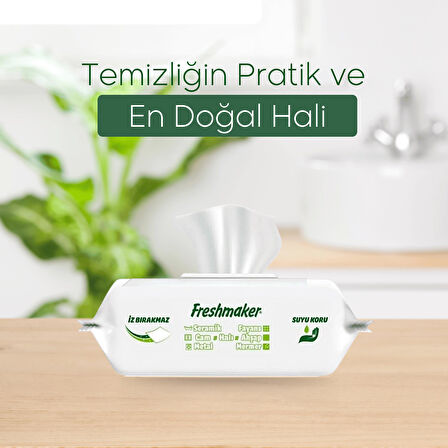 Freshmaker Karbonat ve Beyaz Sirke Katkılı Yüzey Temizlik Islak Havlusu - 100'lü 5 Paket