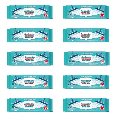 Freshmaker Karbonat ve Beyaz Sirke Katkılı Yüzey Yer Temizlik Mandallı Mop Havlusu - 50'li 10 Paket