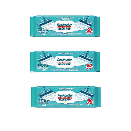 Freshmaker Karbonat ve Beyaz Sirke Katkılı Yüzey Yer Temizlik Mandallı Mop Havlusu - 50'li 3 Paket