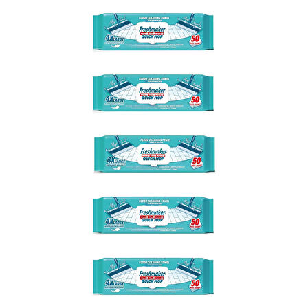 Freshmaker Karbonat ve Beyaz Sirke Katkılı Yüzey Yer Temizlik Mandallı Mop Havlusu - 50'li 5 Paket