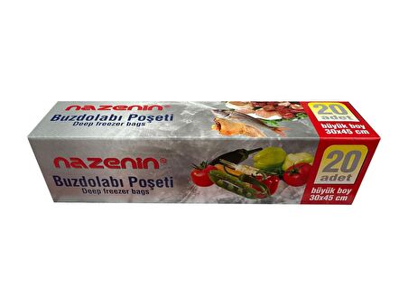 Nazenin Düz Kilitsiz Şeffaf Büyük Boy Buzdolabı Yemek Gıda Poşeti Torbası- 30x45 Cm. - 20'li Paket