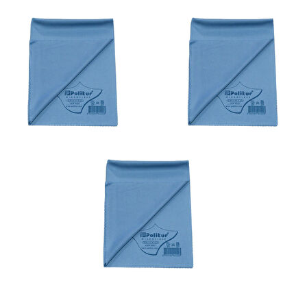Polikur Mikrofiber Sık Dokulu Cam Temizlik Bezi - Mavi - 40x50 Cm. - 3 Adet