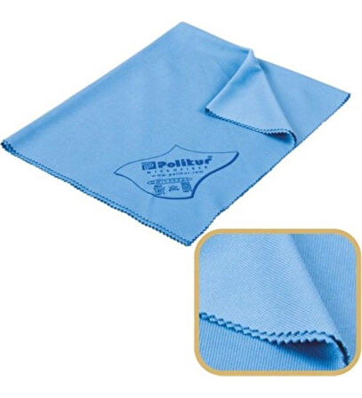 Polikur Mikrofiber Sık Dokulu Cam Temizlik Bezi - Mavi - 40x50 Cm. - 5 Adet