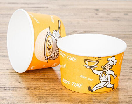 YüceCup Kraft Kağıt Şeffaf Kapaklı Çorba Kasesi - 16 Oz - 480 Ml. - 100 Adet / Kase + Kapak 