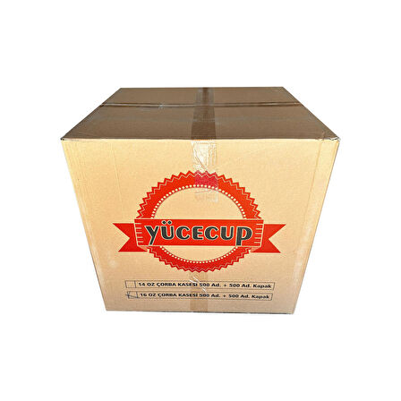 YüceCup Kraft Kağıt Şeffaf Kapaklı Çorba Kasesi - 16 Oz - 480 Ml. - 100 Adet / Kase + Kapak 
