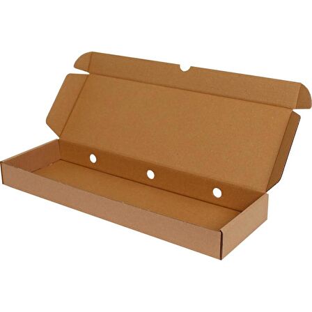 Baskılı E Dalga Dikdörtgen Kıymalı Peynirli Pide Kutusu Kraft Karton - 13.5x43x4 Cm. - 100 Adet