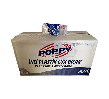 Poppy Plastik Lüks Şeffaf Tek Kullanımlık Bıçak - 3600 Adet-Koli / 18 Cm.