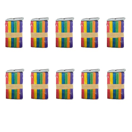 Renkli Dil Çubuğu Ahşap Maket Çubukları 2 x 15 Cm. - 48 Adetlik 10 Paket - 480 Adet