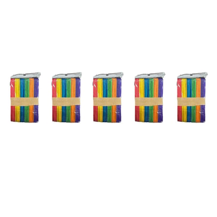 Renkli Dil Çubuğu Ahşap Maket Çubukları 2 x 15 Cm. - 48 Adetlik 5 Paket - 240 Adet